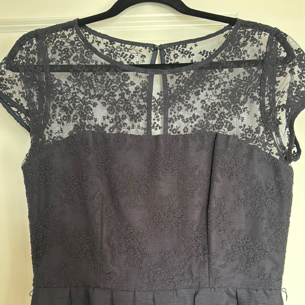 Navy Blue Floral Detailed Dress - Picture 3 of 8